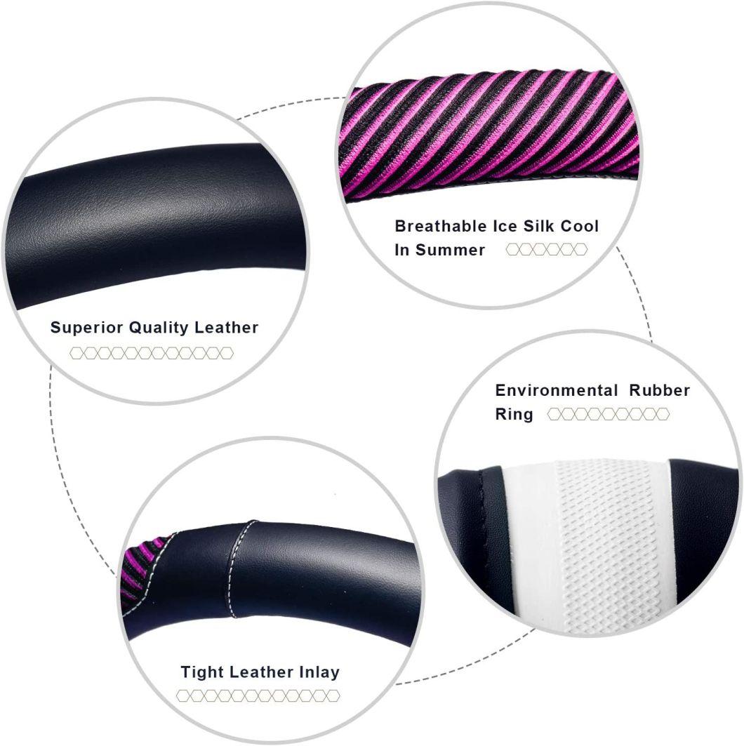 The Steering Wheel Cover Is Made of Super-Fine Fiber Leather Viscidity, Breathable, Non-Slip, No Peculiar Smell, Warm in Winter and Cool in Summer, New Purple