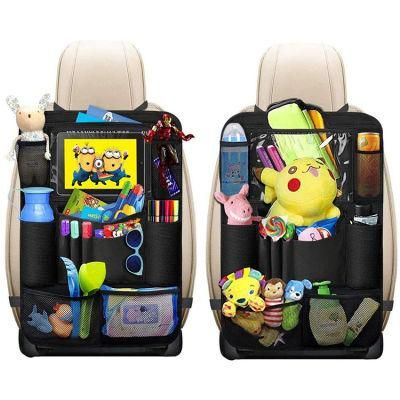 Car Backseat Organizer with Table Holder Storage Pockets Seat Back Protectors Kick Mats for Kids Toddlers, Travel Accessories