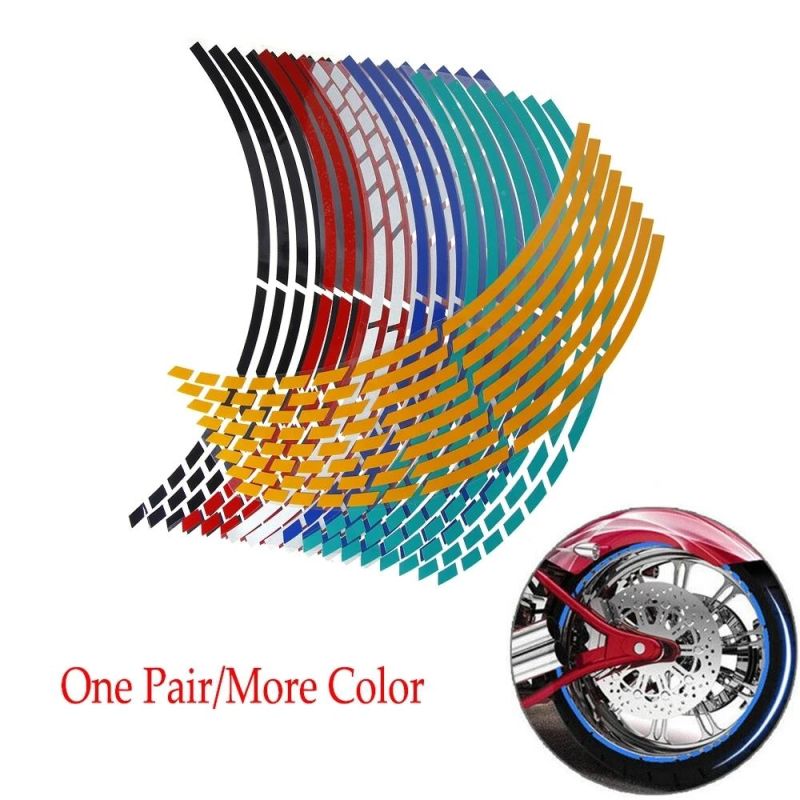 16PCS 17"18" Strips Motorcycle Car Wheel Tire Stickers Reflective Rim Tape Motorbike Auto Decals