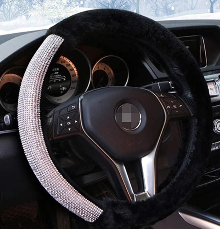 Bling Steering Wheel Cover-Car Fuzzy Rhinestone Bling for Women