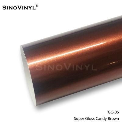 SINOVINYL Chinese Manufacturer 1.52x18M PVC Material Film Custom Car Stickers Super Gloss Candy Air Bubble Free Car Wrap Vinyl Film