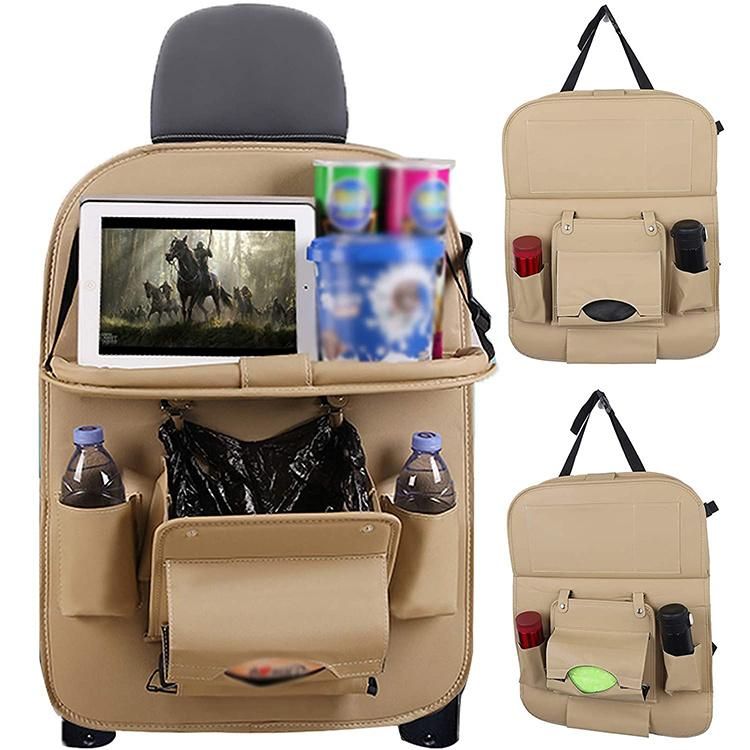 PU Leather Car Back Seat Protectors Kick Mats Car Travel Accessories Car Back Seat Organizer Storage for Kids