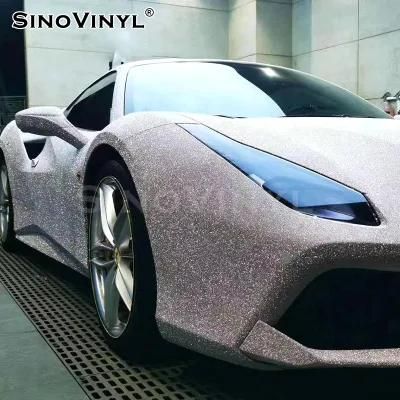 SINOVINYL Recoverable Self Adhesive Vinyl Super Glitter Diamond Vehicle Wrap Stickers Car Wrap Vinyl