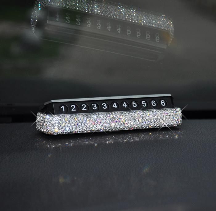 Temporary Parking Phone Number Sign Car Moving Number Card Diamond Rhinestone Phone Number Plate for Vehicle