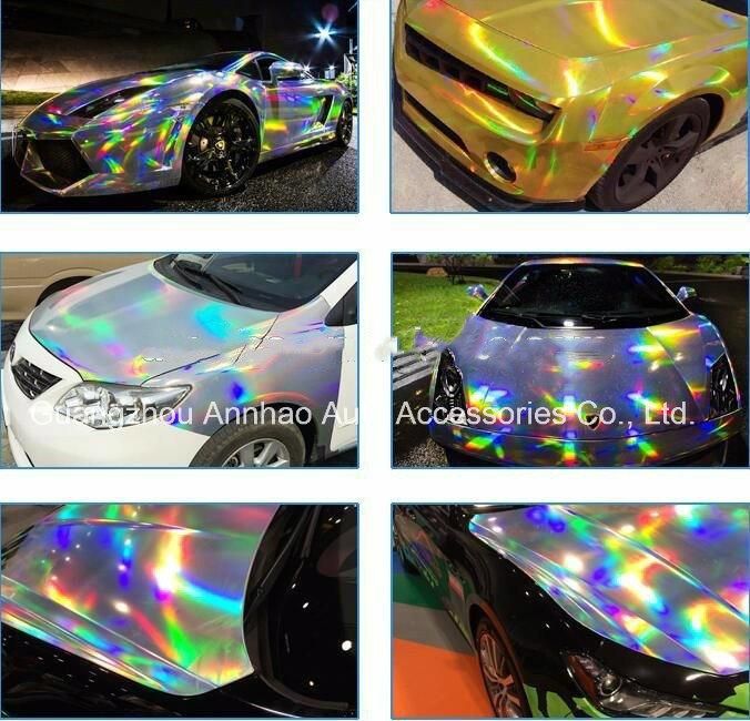 Holographic Laser Chrome Rainbow Car Bubble Vinyl Wrap