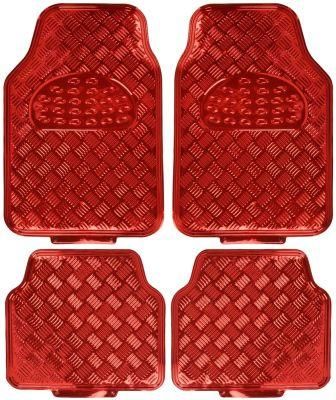 Universal Fit 4-Piece Metallic Design Car Floor Mat - (Red)