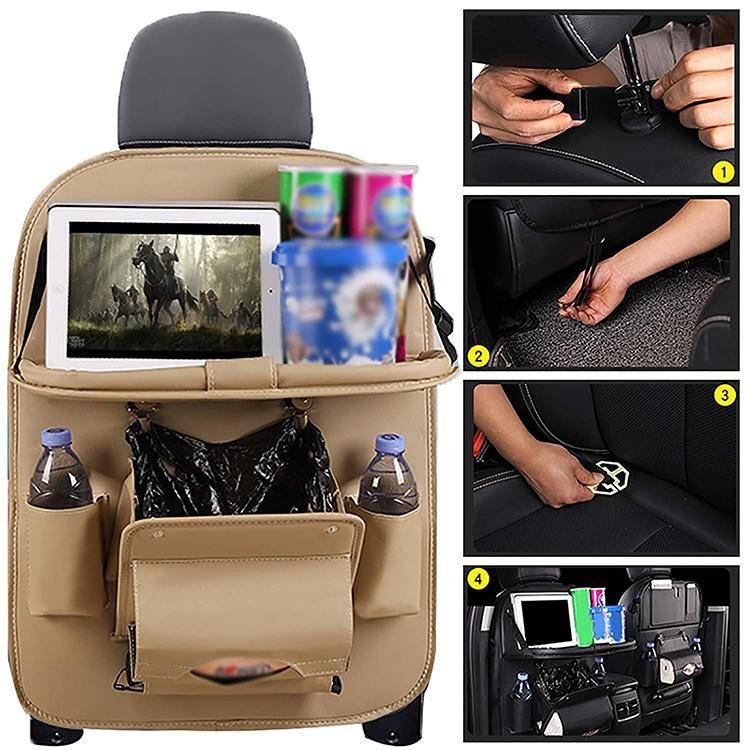 PU Leather Car Back Seat Protectors Kick Mats Car Travel Accessories Car Back Seat Organizer Storage for Kids