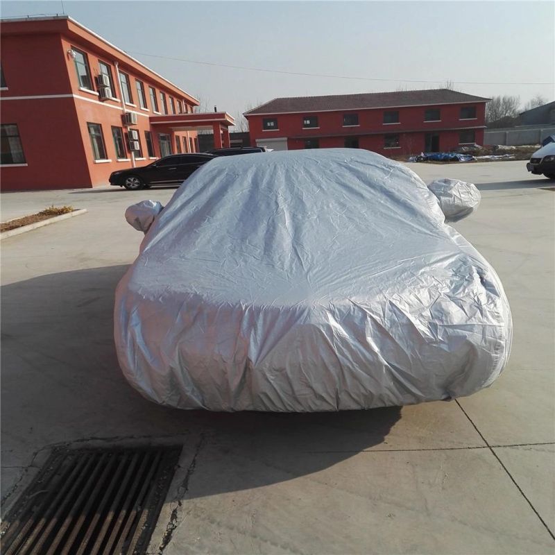 Silver Coating Polyester Fabric Waterproof Dustproof Full Car Covers