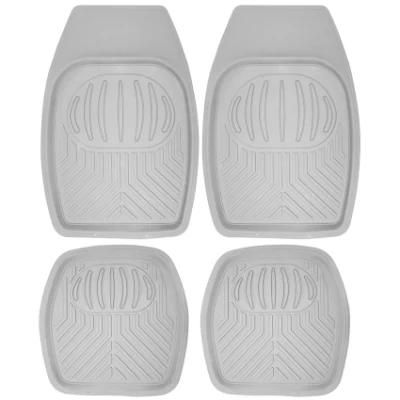 4PCS Heavy-Duty All-Weather PVC Rubber Car Floor Mats in Gray Color