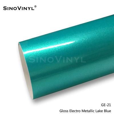 SINOVINYL 1.52X18M/5X59FT Air Bubble Free Vinyl Gloss Electro Metallic Car Wrap Film