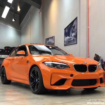 Tsautop 1.52*18m Super Gloss Crystal Gloss Bright Orange Not Hurt The Car Paint Car Wrap