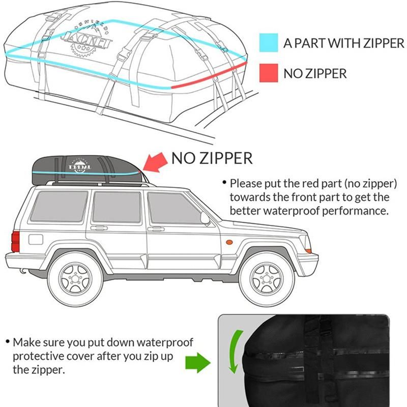 Car Roof Bag Cargo Carrier Waterproof Rooftop Luggage Box with 10 Reinforced Straps for Travel Touring Road Trips SUV Topper Esg15161