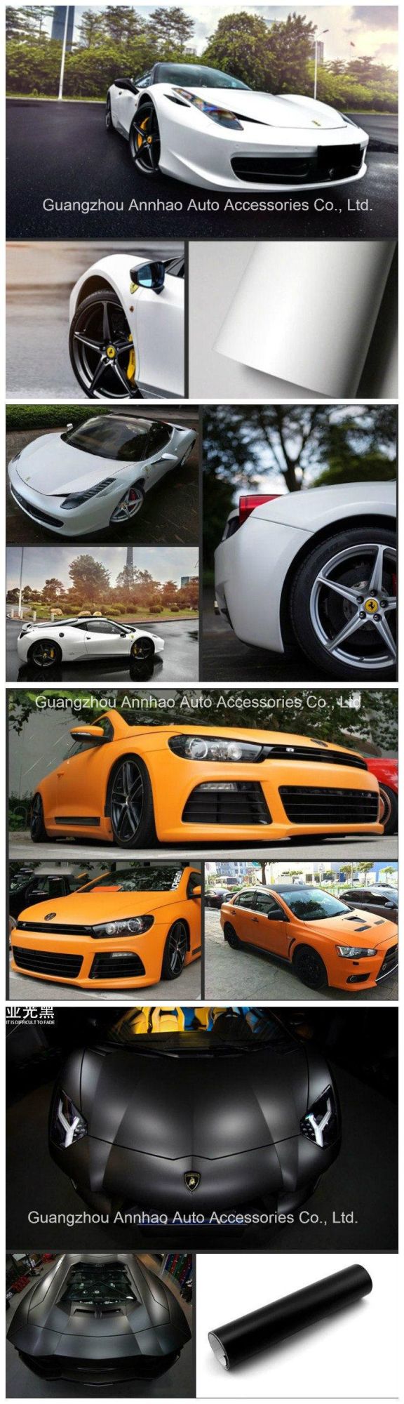 Annhao Car Vinyl Sticker Matte Car Wrap Color Changing Vinyl Sheet Air Release