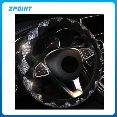 Car Bling Rhinestone Steering Wheel Cover for Women Crystal