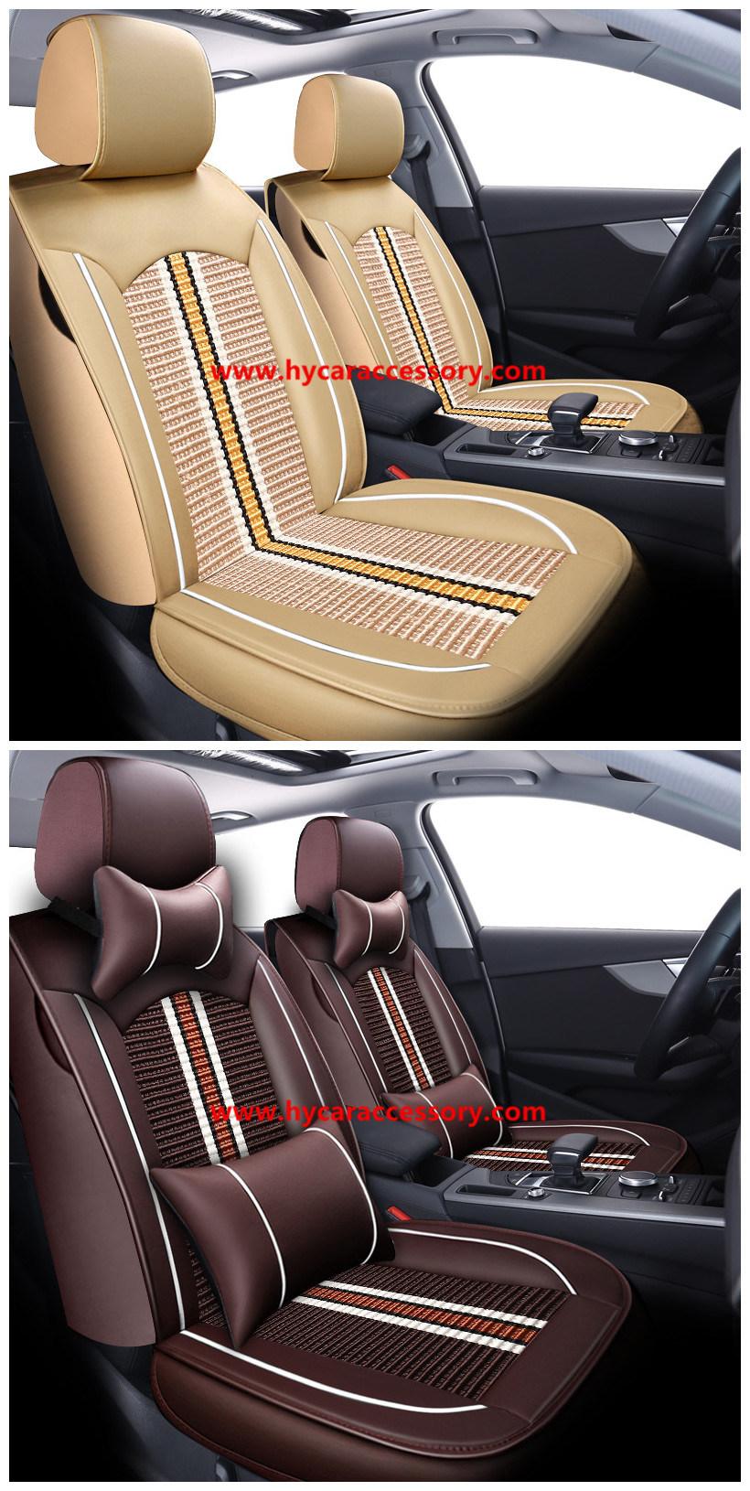 Car Accessories Car Decoration 360 Degree Full Covered Car Seat Cushion Universal Luxury Beige PU Leather Ice Silk Auto Car Seat Cover