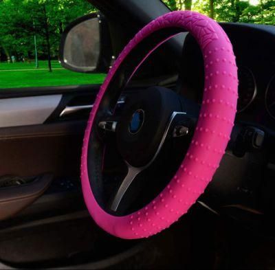 Latex Rubber Steering Wheel Cover, Non-Slip and Sweat Absorbent, Universal 14 to 15 Inches, Pink