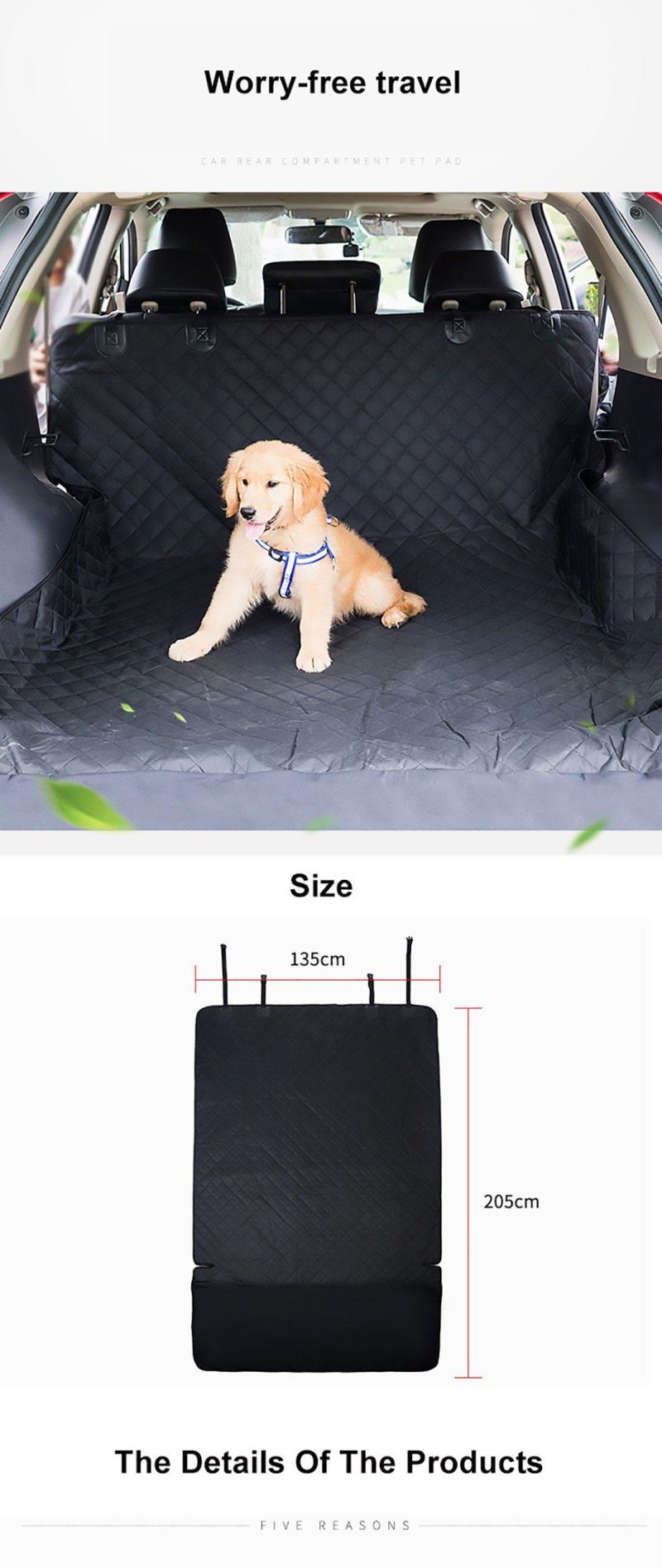 600d Waterproof Oxford Top Non-Slip Backing Pet Dog Car Seat Cover