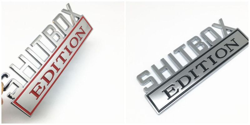 Shitbox Edition Emblem for Chevrolet Silverado Chevy Camaro Emblem Fender Badge Decal Sticker Logo Car Accessories Car Parts Decoration ABS Plastic Big Size