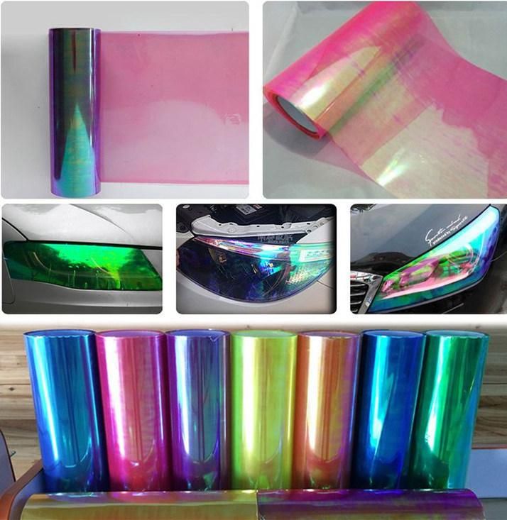 PVC Translucent Chameleon Car Light Film Decoration Vinyl Sheeting Colors Adhesive Vinyl Car Headlight Film Tint