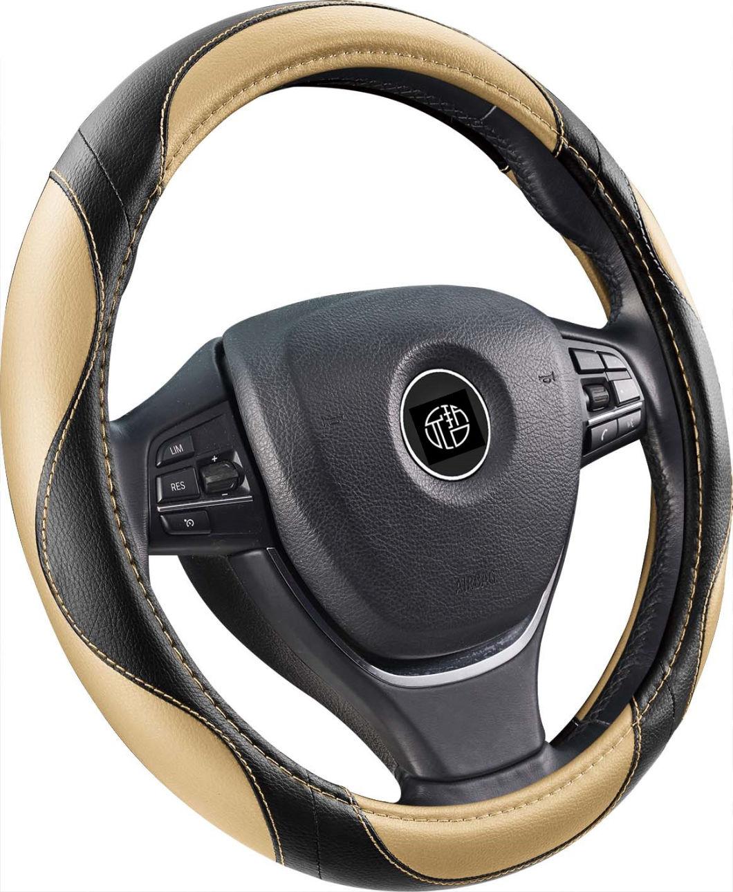 Universal Ultra-Soft Touch PVC/PU Leather Steering Wheel Cover White Inner Rings