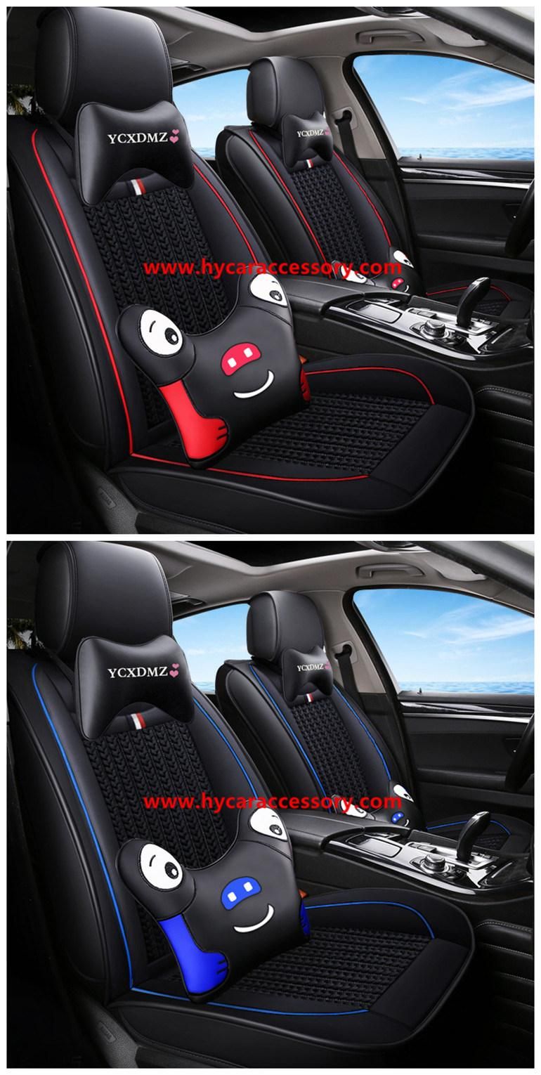 Wholesale Universal Seat Cover Cartoon Black   Pure Leather+Ice Silk Auto Car Seat Cushion