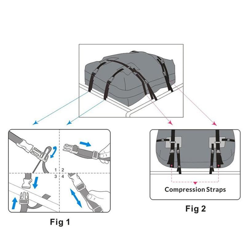 Car Roof Bag Cargo Carrier Waterproof Rooftop Luggage Box with 10 Reinforced Straps for Travel Touring Road Trips SUV Topper Esg15161