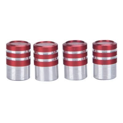 Red &amp; Silver Aluminum Metal 4PCS Car Tire Valve Cap