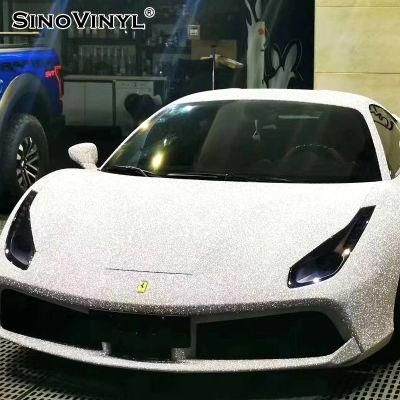 SINOVINYL Hot Sale Stone Glitter Self Adhesive Recoverable Removable Color Change Auto Decoration Film Car Vinyl Wrap Stickers