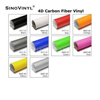 SINOVINYL 4D Black Carbon Fiber Wrappinng Vinyl Wrap Self Adhesive Car Sticker Auto Wrap Vinyl