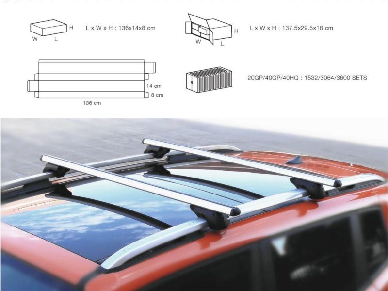 Adjustable Aluminum Car Roof Cross Bar Open Rails Removable Roof Rack Direct Factory Foof Bars