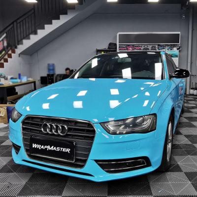 Tsautop 1.52*18meter Sky Blue Super Gloss Crystal Car Wrap Foil for Sale