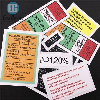 Custom Printing Self Adhesive Plastic Warning Labels Stickers Warning Sticker