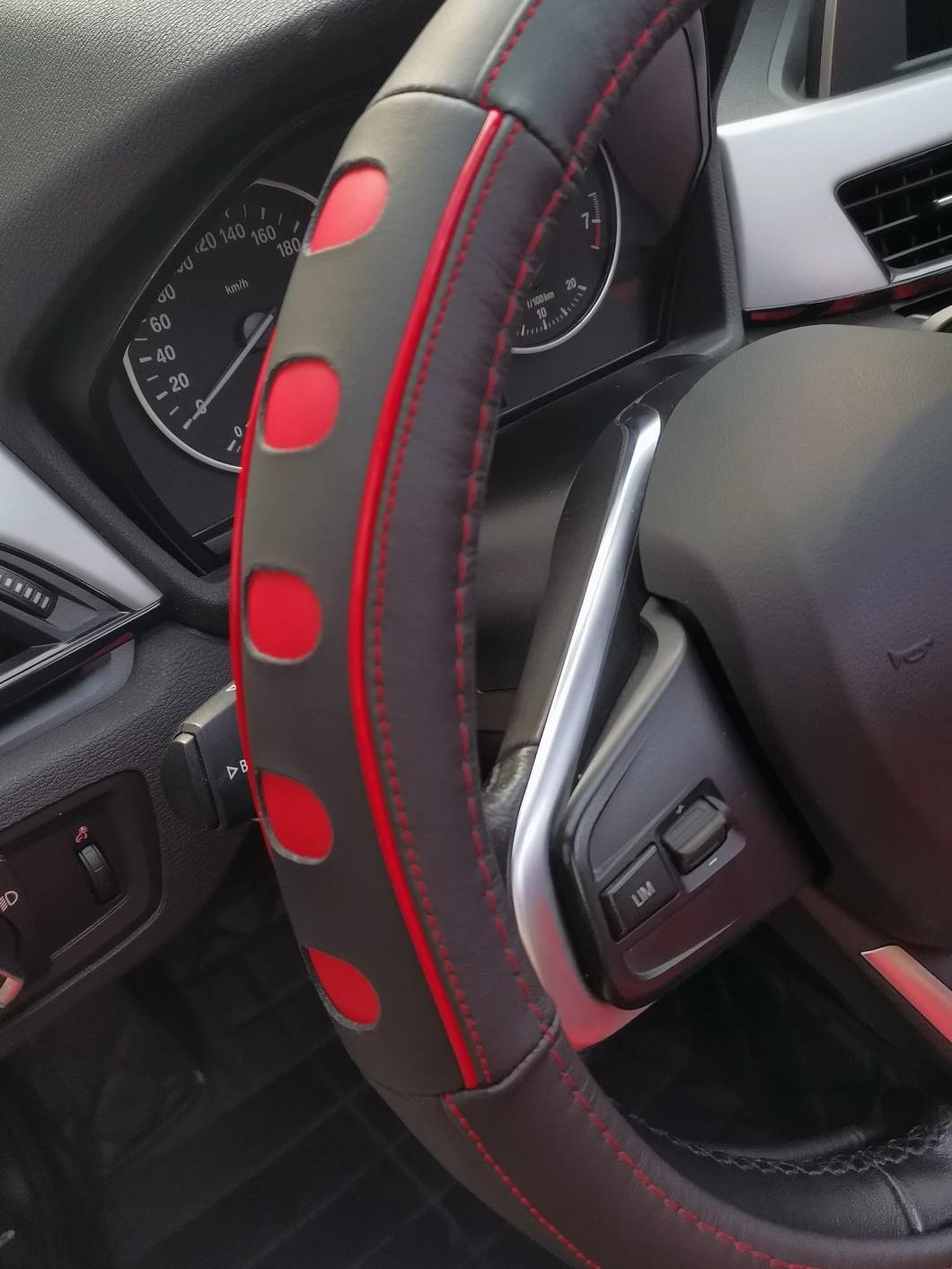 Hand Sewn OEM High Quality Multi Color Blocking Genuine Leather Steering Wheel Cover