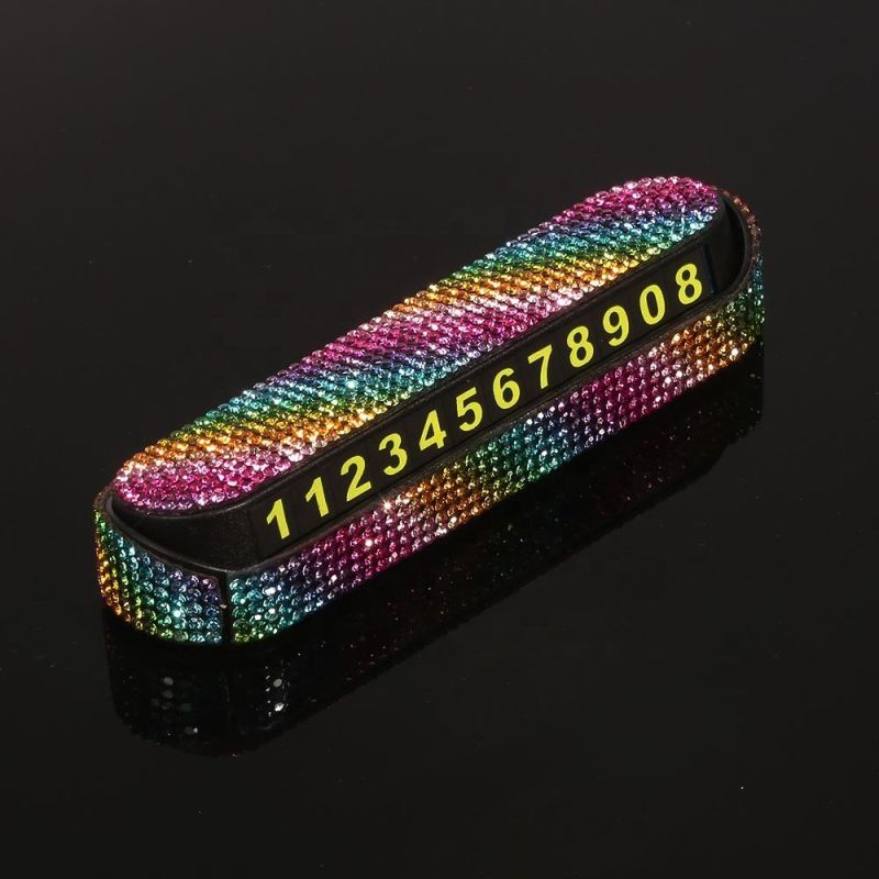 New Design Car Temporary Parking Sign Rhinestone Car Parking Phone Number Plate.