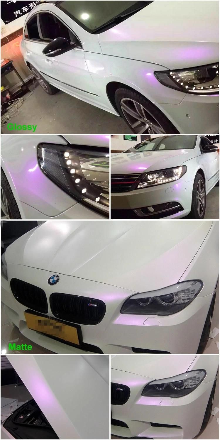 Auto Vehicle Body Decoration Wrap 1.52*18m Size White Chameleon Vinyl