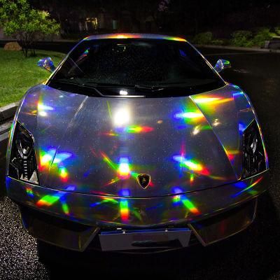 Tsautop 1.52*18m 7 Colors Rainbow Laser Chrome Vinyl Wraps Car Body PVC Sticker 5*59FT Car Wrap