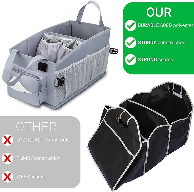 Collapsible Car Storage Box, Car Cargo Trunk Storage Organizer, Foldable Car Trunk Organizer with Non Slip Bottom