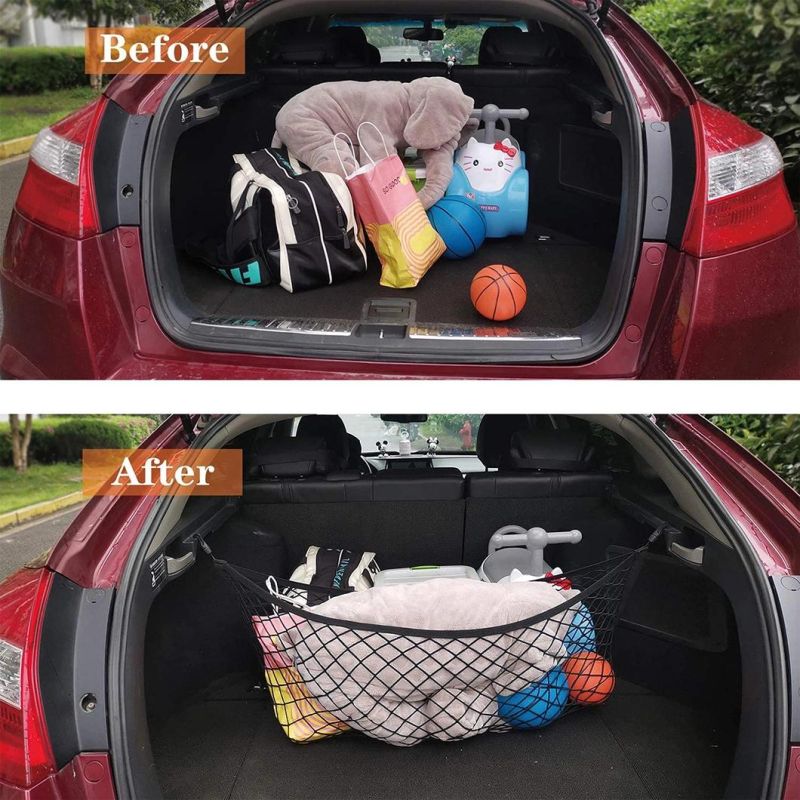 Double-Layer High Elastic Car Rear Cargo Net for SUV Car Trunk Net Organizer, Automotive Cargo Nets