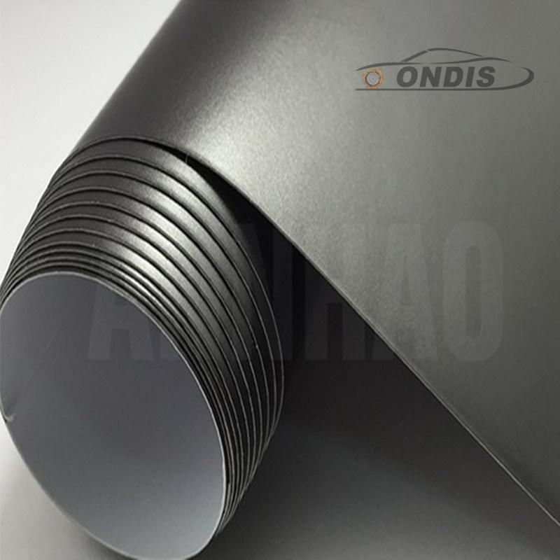 Air Bubble Free PVC Car Covering Film Grey Matte Metallic Chrome Car Wrapping Film