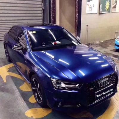 Tsautop 1.52*18m Super Gloss Metallic Lntergalactic Blue Car Wrap Vinyl PVC Films