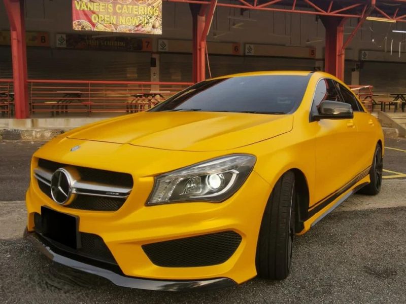 Satin Metallic Yellow Vinyl Car Wrap Film Sticker Free Bubbles