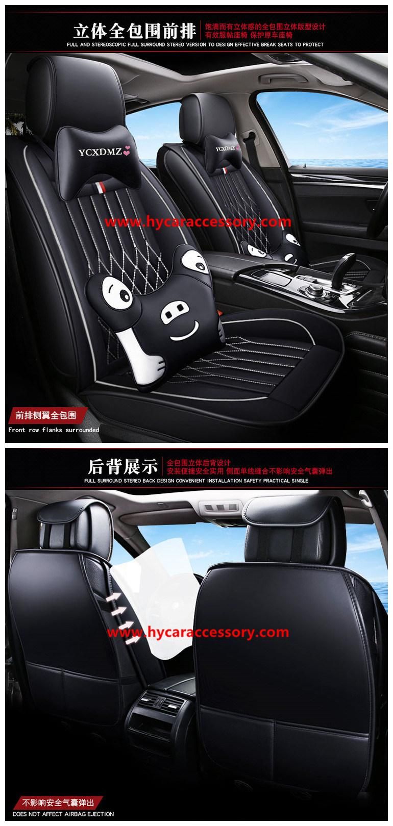 Car Accessories Car Decoration Seat Cushion Universal Cartoon White Pure Leather Auto Car Seat Cover