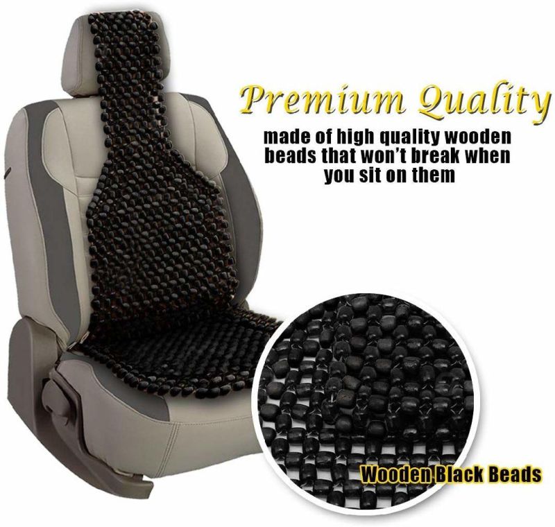 Car Accessory Wood Beads Massage Seat Cushion Black