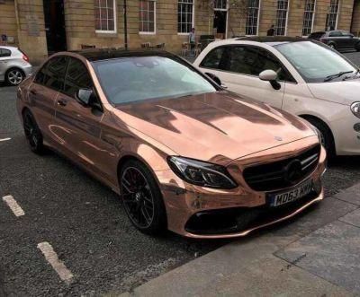 Factory Wholesale 3 Layers 1.52 X 28m Rose Gold Mirror Chrome Vinyl Wrap for Sale