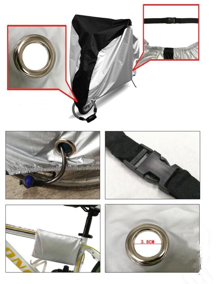 Polyester Silver Color Bike Cover, Bicycle Cover, with Lock Hole, Waterproof, Hailproof