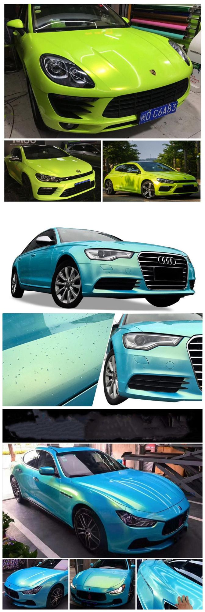 Hot Selling 1.52*18m Green Car Sticker Air Bubble Glossy Magic Vinyl Film Car Sticker