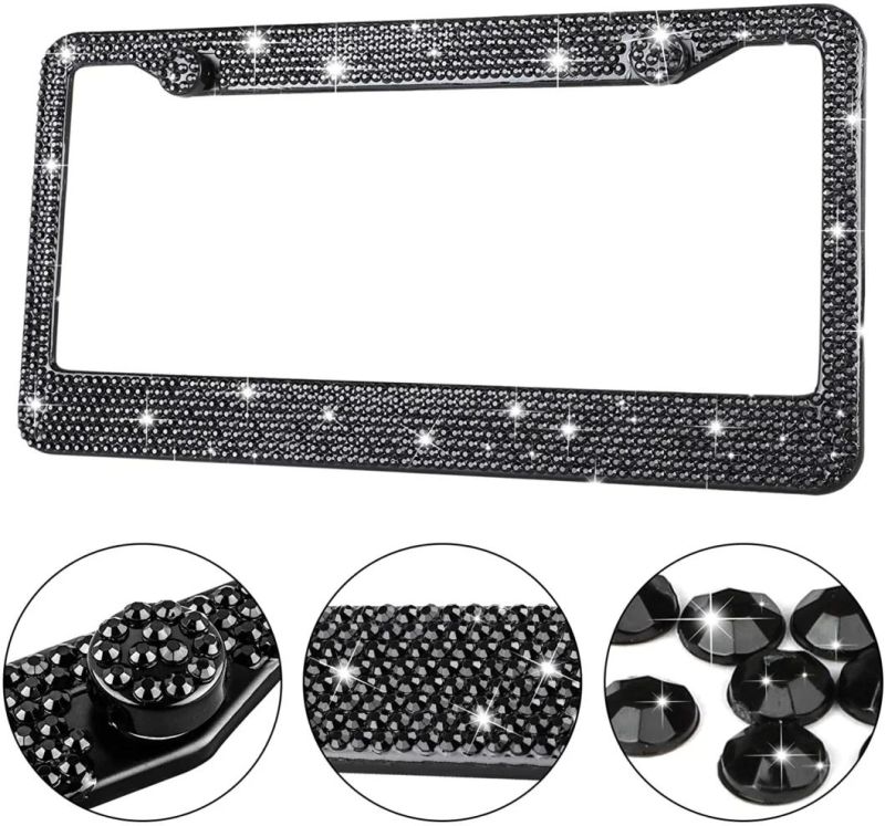 Car Accessory Black Bling License Plate Frame 1PC