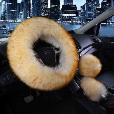 3PCS Artificial Fleece Steering Wheel Covers, Chemical Fiber Wheel Covers