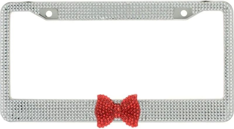 2 Pack Bling Car License Plate Frames with Red Bow for Women