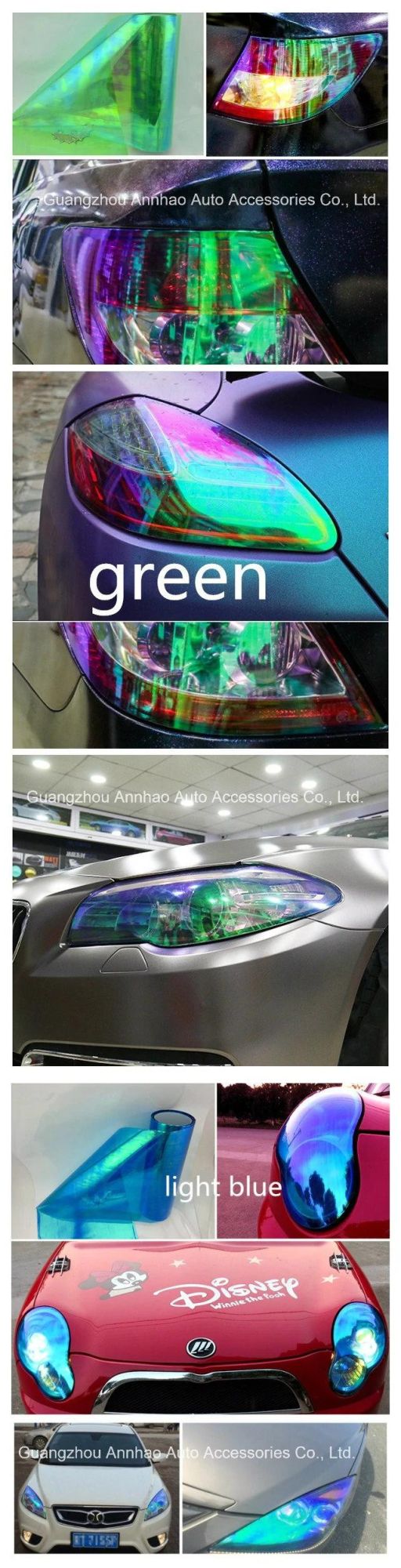 0.3X9m Auto Light Wrap Color Changeable Headlight Chameleon Vinyl Film